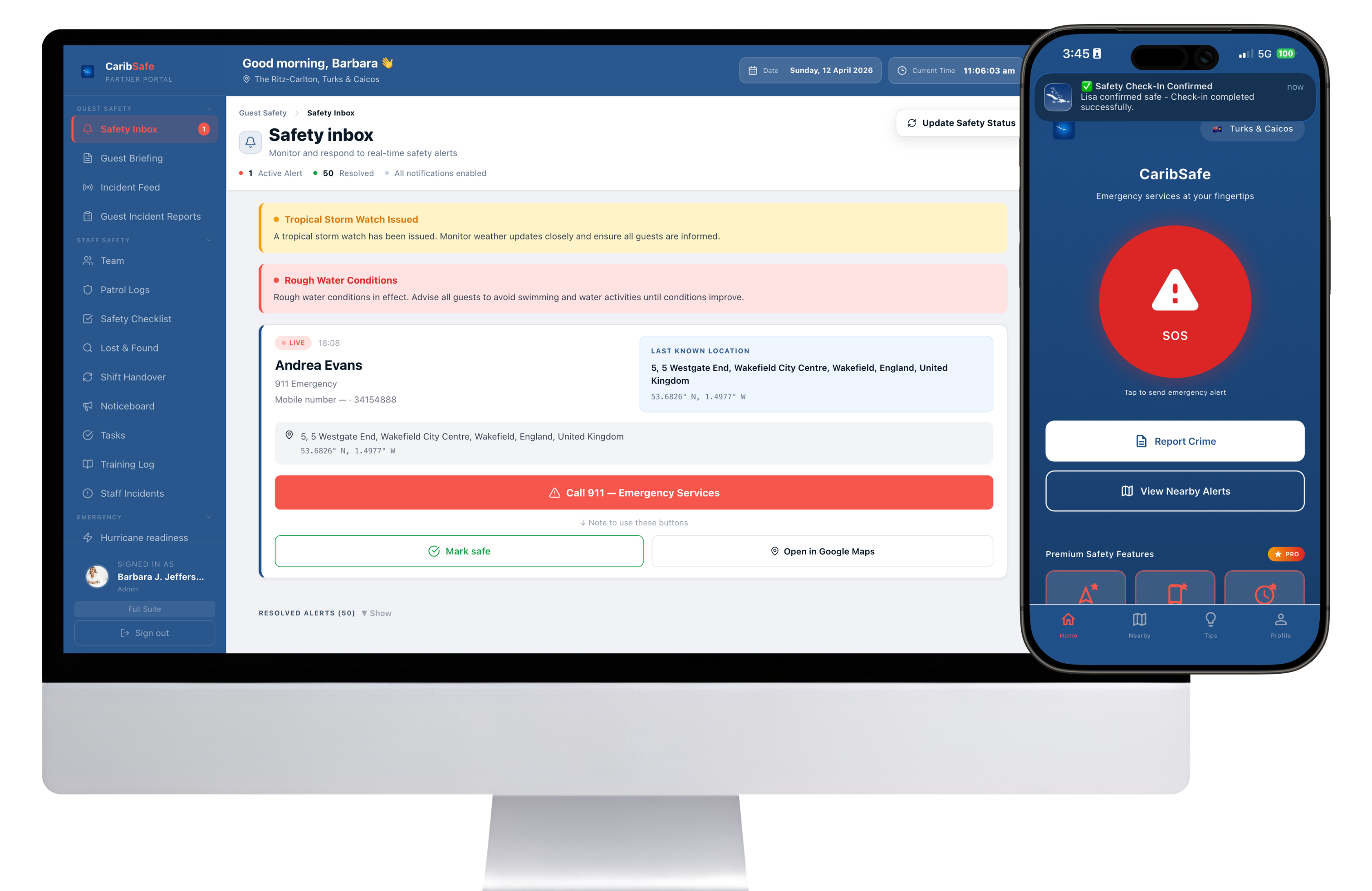 CaribSafe Partner Portal — Safety Inbox, Guest Briefing, Compliance and Incident Reports